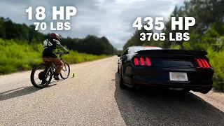 Homemade 10,000W Ebike VS 2017 Mustang GT 5.0 DRAG RACE