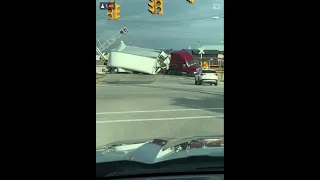 Truck stuck on train tracks get hit…