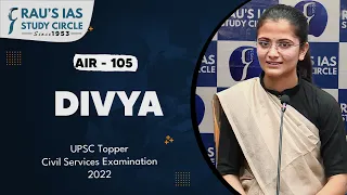 Divya, AIR 105 | UPSC CSE 2022 | UPSC IAS Topper | Mock Interview | Rau's IAS