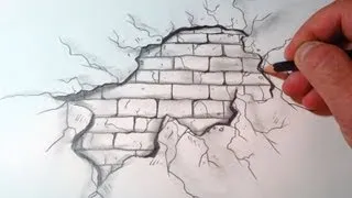 How To Draw A Cracked Brick Wall (The Original Video)