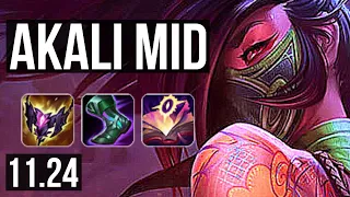 AKALI vs YASUO (MID) | 11/1/3, 2.0M mastery, Legendary, 300+ games | NA Master | 11.24