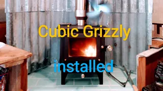 Cubic Grizzly Mini wood stove installed in camper/She did it all by herself, WOW!