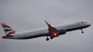 BA A321neo last second go around at a windy Heathrow - 12/3/23