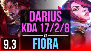 DARIUS vs FIORA (TOP) | 4 early solo kills, KDA 17/2/8, Legendary | EUW Master | v9.3