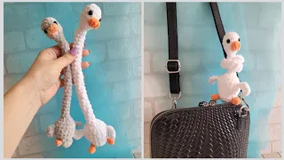 👍ГУСЬ С ДЛИННОЙ ШЕЕЙ С ПЛЮШЕВОЙ ПРЯЖИ👍ГУСЬ БРЕЛОК КРЮЧКОМ 💖crochet goose👍Gans häkeln