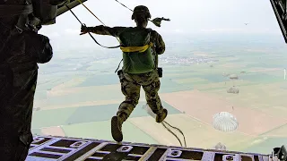 South Korea Forces Paratroopers Jump from U.S. Army CH-47 Chinook