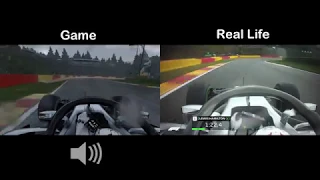 F1 2018 vs Real Life on Belgian Grand Prix - Light Rain | Onboard Comparison