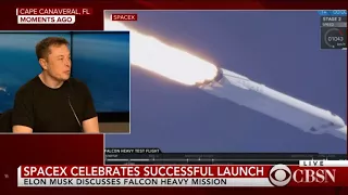Elon Musk celebrates successful Falcon Heavy rocket launch
