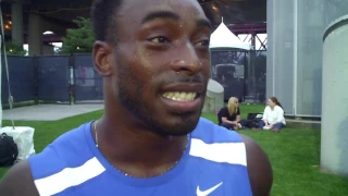 Jeff Demps talks after finishing 2nd in men's 100 - Says his NFL career is over