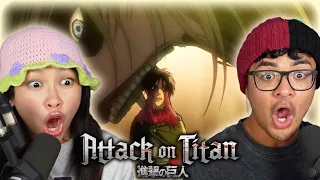 EREN VS FEMALE TITAN!! | Girlfriend Reacts To Attack On Titan 1X21 REACTION!