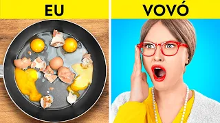 EU VS MINHA VÓ NO DESAFIO DE CULINÁRIA || Truques Simples de Cozinha, por 123 GO! FOOD