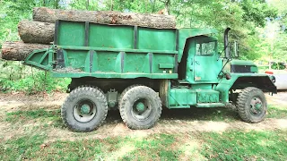 Hauling logs with a 5 ton Military truck