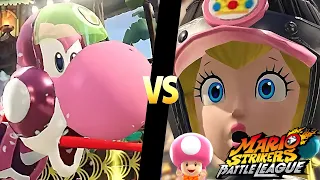 Mario Strikers Battle League Team Yoshi vs Team Peach in Jungle Retreat