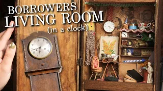 Making A Miniature Borrowers Front Room In An Antique Grandmother Clock!