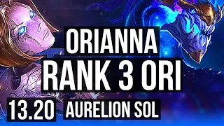 ORI vs AURELION SOL (MID) | Rank 3 Ori, 7/1/17, Dominating, Rank 22 | KR Challenger | 13.20