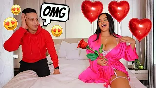 Surprising My Boyfriend For Valentines Wearing a NAUGHTY Outfit! *Got Freaky*