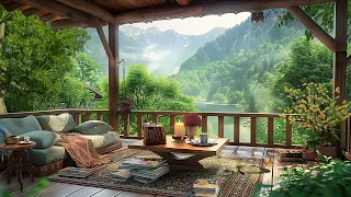 Peaceful Spring Morning | Slow Jazz Music In Cozy Porch Ambience And Gentle Wind For Relax