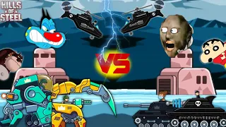 Commander vs Commander In Hills Of Steel Tank Game With Oggy vs Granny Gameplay || Mix Gaming