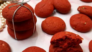 Red Velvet Cookies | Eggless Red Velvet Cookies | Valentine's Day Recipe | Butter Cookies Recipe