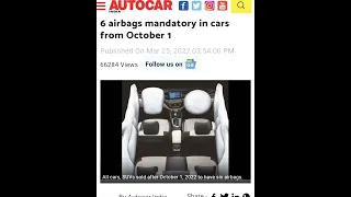 6 airbags mandatory in cars from October 1..#new..#shorts..@ArunPanwarx..@fortune773