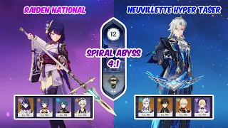 Raiden National & Neuvillette Hyper Taser | NEW Floor 12 Spiral Abyss 4.1 | Genshin Impact