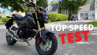 Honda Grom Top Speed Test !! (with 230 lb Rider)