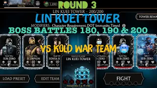 Lin Kuei Tower Boss Battles 200, 190 & 170+Rewards| ROUND 3 VS Kold War Team | MK Mobile Gaming