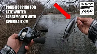 A TOPWATER BLOWUP On My DRT TK In FEBRUARY??? (Winter Pond Hopping With Swimbaits)