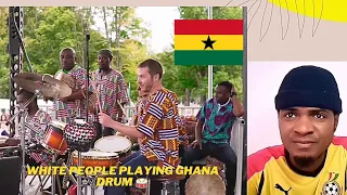 🇬🇭 Reaction White people playing Ghana drum traditional and culture 🥁