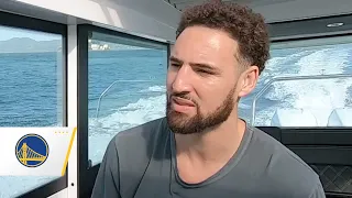Klay Thompson Takes a Boat Ride to Warriors Practice