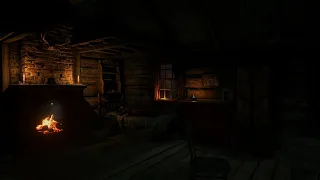 Sleeping in a cozy cabin during a thunderstorm | RDR2 ASMR