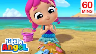 Mermaids at the Beach + More | Little Angel Color Songs & Nursery Rhymes | Learn Colors & Shapes