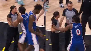 Tyrese Maxey grabs and stops ref from calling a tech on Mo Bamba in clutch vs Jazz