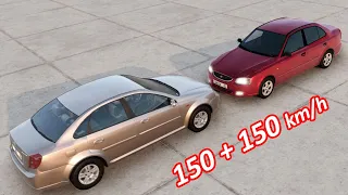 Hyundai Accent vs Daewoo Lacetti Crash Test BeamNG
