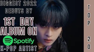 [TOP 20] BIGGEST 2022 ALBUM DEBUT BY KPOP ARTISTS ON SPOTIFY | 1ST DAY