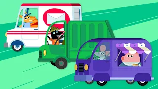 Mr. Monkey, Monkey Mechanic Fixes Up Trucks! Garbage Trucks, Mail Trucks + More!