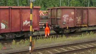 Germany: Radio controlled shunting at Marktredwitz viewed from a Hof Hbf to Munchen Hbf Alex train