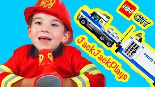 Lego Toys - Lego City Fire and Police Truck Unboxing, Build, and Playing Compilation