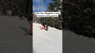 The Way She Follows And Copies Her Dad #snowboarding