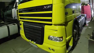 Часть 2.Два тягача DAF xf105 в одной конторе. осмотр жёлтого.