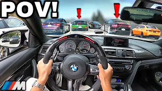 Chasing Porsche Drivers In A Straight Piped BMW M4 F82! SUPERCAR MEET [LOUD EXAUST POV]