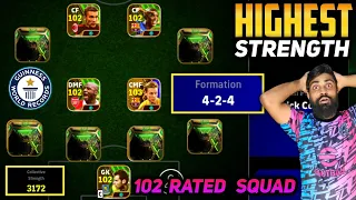 Strongest Squad Of E-FOOTBALL 24😱 | Only 102+ Rated Players | Guinness Record | 4-2-4 Formation