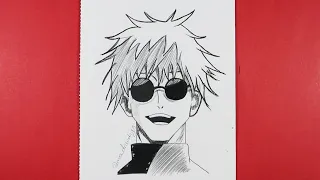 Easy Anime Drawing / How to draw Satoru Gojo