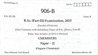 RRBMU BSc Final Organic Chemistry paper 2020