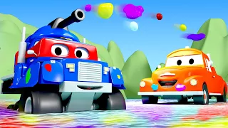 Carl Super Ciężarówka -  Czołg Karl - Mieście Samochodów 🚚 ⍟ Bajki Dla Dzieci