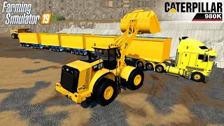 Farming Simulator 19 - CAT 980K Wheel Loader Loads Stone Into The World's Longest Truck