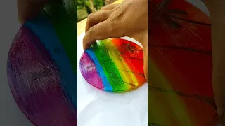 Rainbow Glass painting DIY 🌈😱 #shorts #shortsfeed