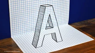 How to Draw 3D Letter A | Trick Art on Graph Paper / Very Easy for Beginners / Optical Illusion