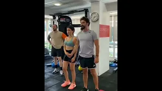beautiful couple.özge yagiz and gokberk demirçi workout together in fitness gym