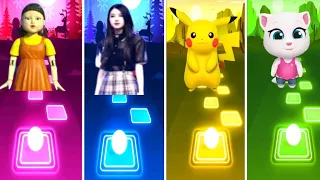 Squid Games VS Black- pink VS pikachu Songs VS Talking Tom VS Tiles Hop EDM Rush